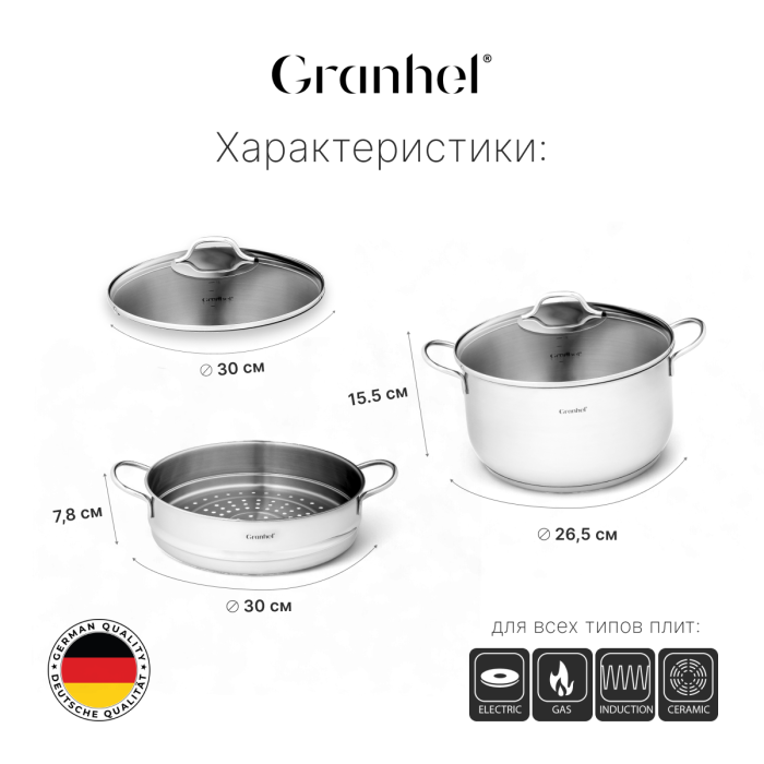 Мантоварка трехъярусная Granhel Stainless steel