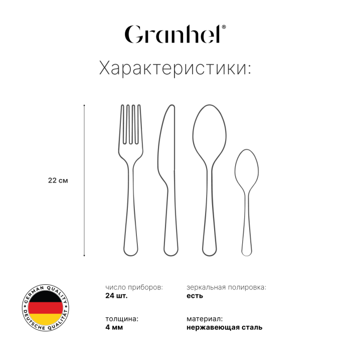 Столовые приборы Granhel Grateful Stainless Steel