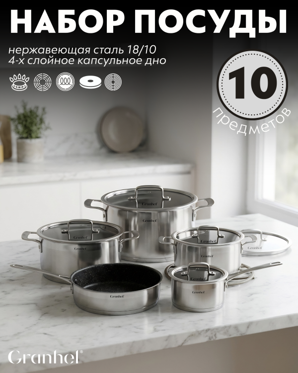 Набор посуды Granhel Stainless steel